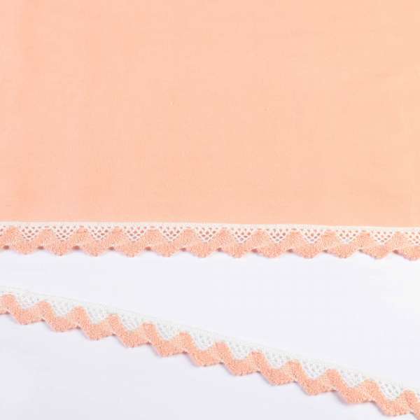 Кружево хлопок зигзаг 20мм бело-персиковое