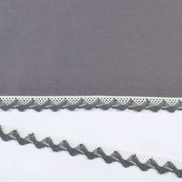 Кружево хлопок зигзаг 20мм бело-серое