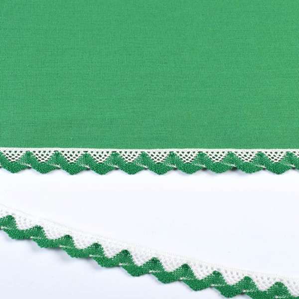 Кружево хлопок зигзаг 20мм бело-зеленое