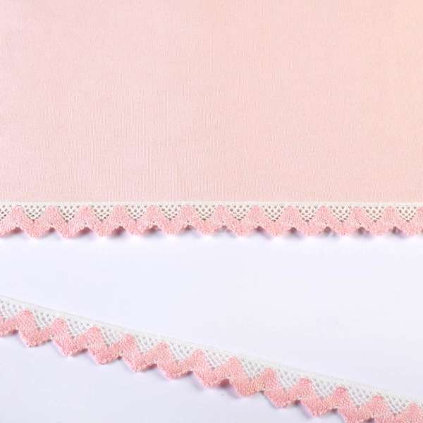 Кружево хлопок зигзаг 20мм бело-розовое