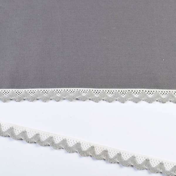 Кружево хлопок зигзаг 20мм бело-серое светлое