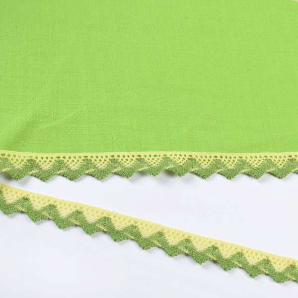 Кружево хлопок зигзаг 15мм желто-зеленое