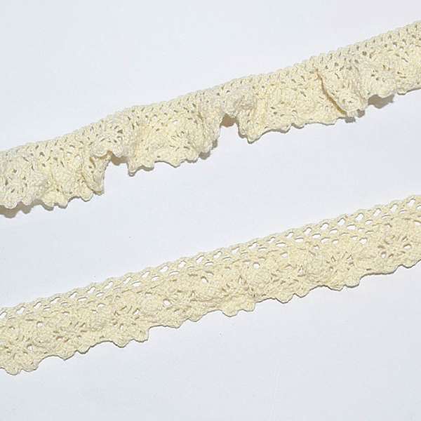 Кружево рюш на резинке хлопок 25мм бежевое