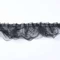 Кружево рюш с капроновой лентой двухслойное 50мм черное
