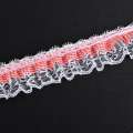 Кружево рюш с лентой в клетку 50мм красное с белым
