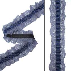 Кружево рюш на резинке с атласной лентой 40мм сиреневое