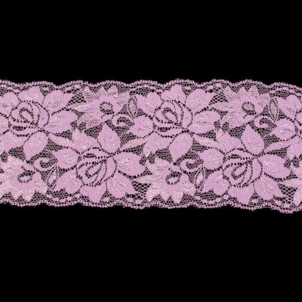 Кружево стрейч розы 100мм сиреневое