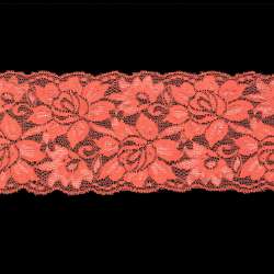 Кружево стрейч розы 100мм коралловое