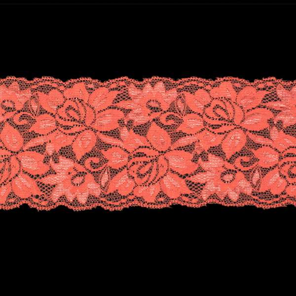 Кружево стрейч розы 100мм коралловое