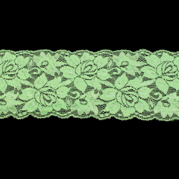 Кружево стрейч розы 100мм салатовое