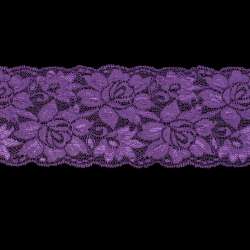Кружево стрейч розы 100мм фиолетовое