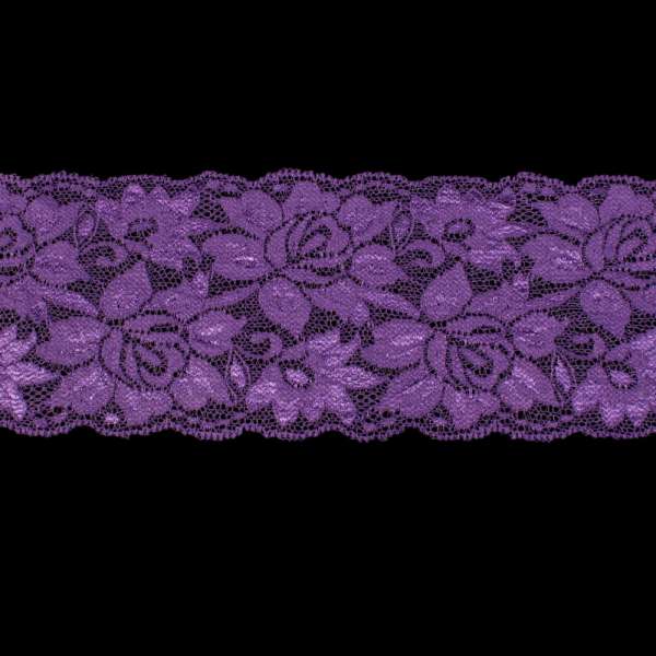 Кружево стрейч розы 100мм фиолетовое