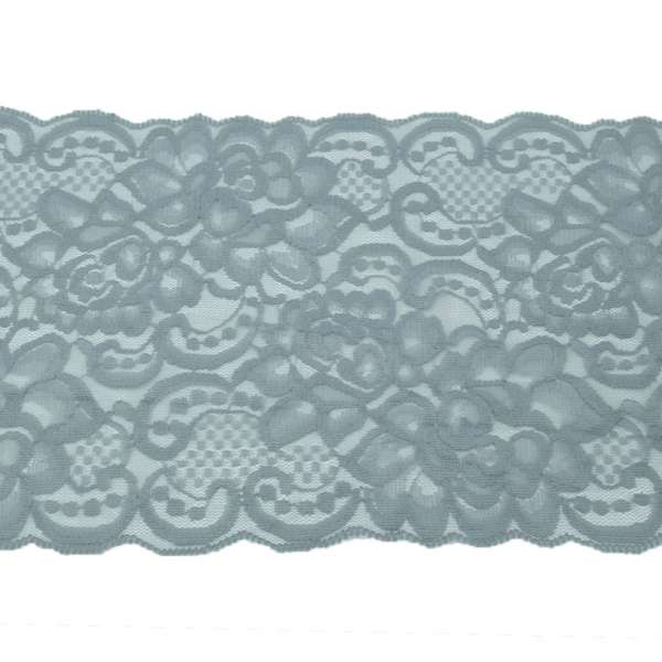 Кружево стрейч розы 175мм серое