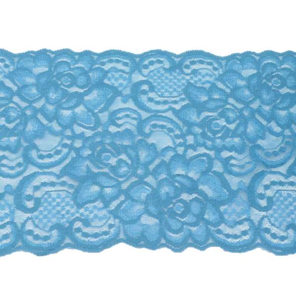 Кружево стрейч розы 175мм бирюзовое