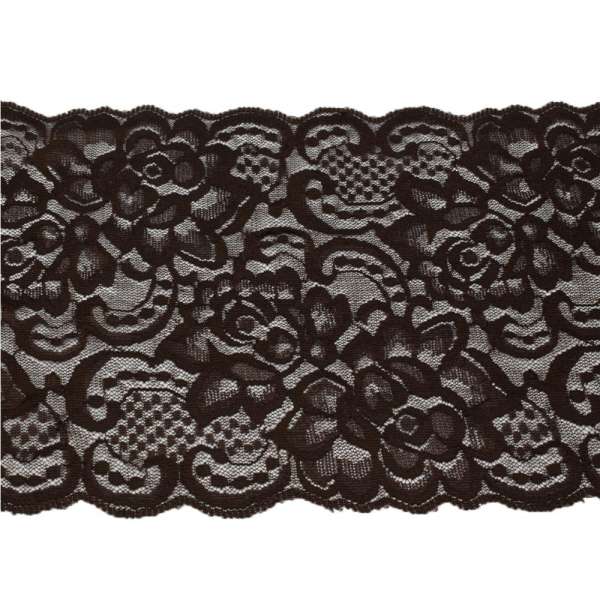 Кружево стрейч розы 175мм коричневое