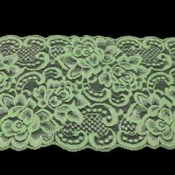Кружево стрейч розы 175мм салатовое