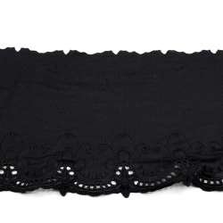 Кружево стрейч черное с цветами, ш.15см, 1-стор
