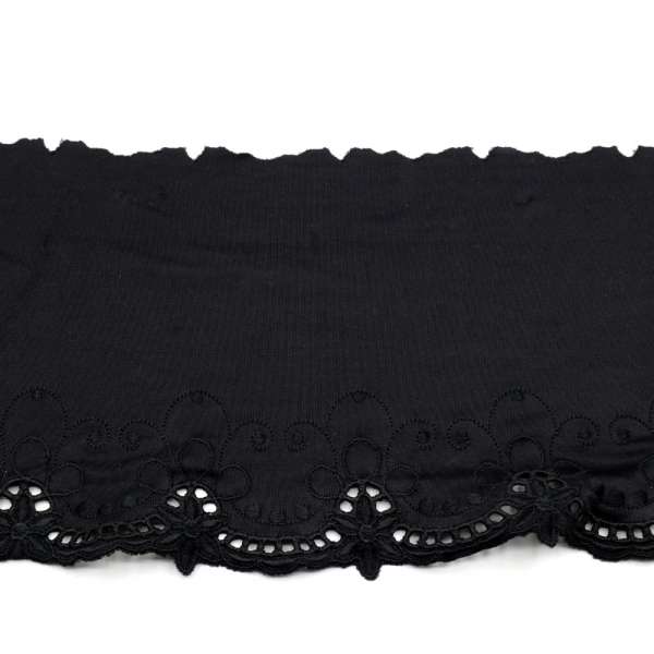 Кружево стрейч черное с цветами, ш.15см, 1-стор