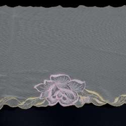 Кружево стрейч бежевое с розовыми розами, ш.22см, 1-стор