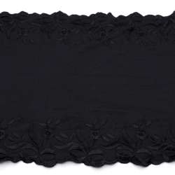 Кружево стрейч черное с огурцами и цветами, ш.20см, 2-стор