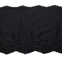 Кружево стрейч черное со звездочками, ш.18см, 1-стор