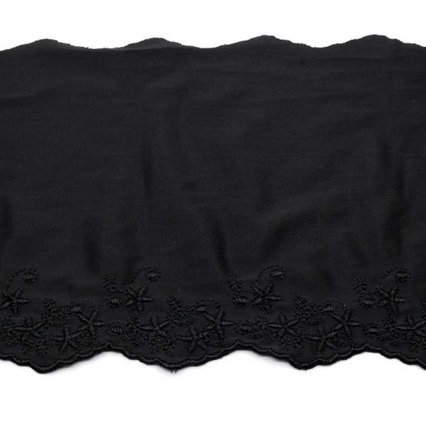 Кружево стрейч черное со звездочками, ш.18см, 1-стор
