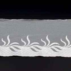 Кружево стрейч белое с листьями, ш.12см, 1-стор