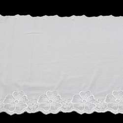 Кружево стрейч белое с цветами, ш.20см, 1-стор