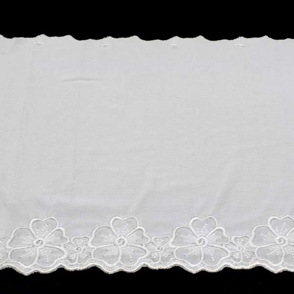 Кружево стрейч белое с цветами, ш.20см, 1-стор