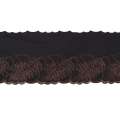 Кружево стрейч черное с коричневыми листьями, ш.15см, 1-стор