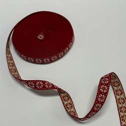 Стрічка оздоблювальна з орнаментом 1,8 см червона 06В13Г27