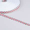 Стрічка оздоблювальна біла с орнаментом 15мм червона 13В19Г27