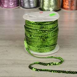 Тесьма-чешуя на нитке в один ряд 5мм салатовая