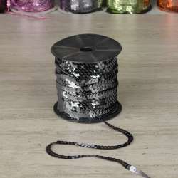 Тесьма-чешуя на нитке в один ряд 5мм серая темная