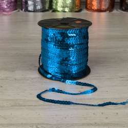 Тесьма-чешуя на нитке в один ряд 5мм электрик