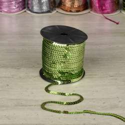 Тесьма-чешуя на нитке в один ряд 5мм оливковая светлая