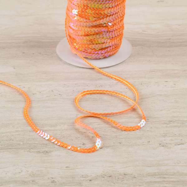 Тесьма с пайетками 3мм оранжевая