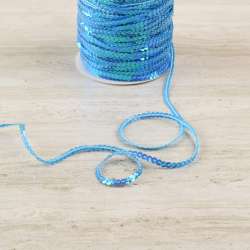 Тесьма с пайетками 3мм голубая