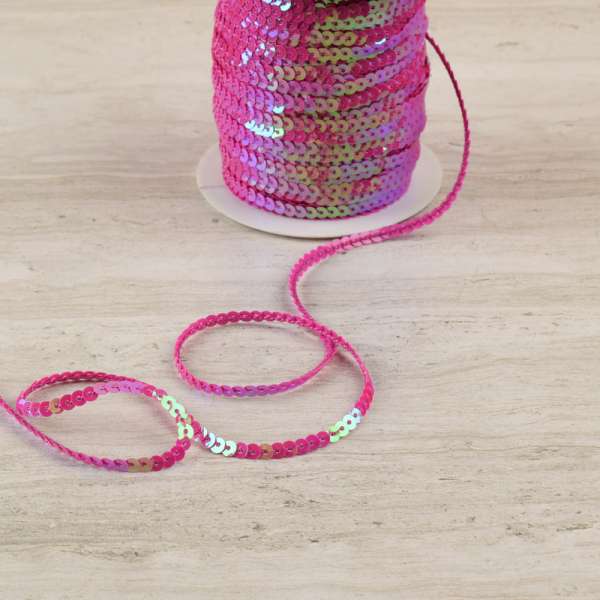 Тесьма с пайетками 3мм малиново-сиреневая