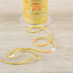 Тесьма с пайетками 3мм желтая