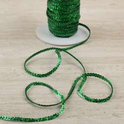 Тесьма с пайетками 3мм зеленая