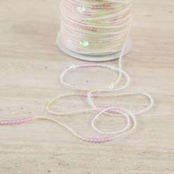 Тесьма с пайетками 3мм белая прозрачная