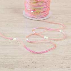 Тесьма с пайетками 3мм розовая прозрачная