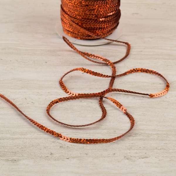 Тесьма с пайетками 3мм терракотовая