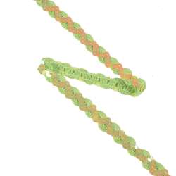 Тесьма с пайетками волна 15мм оливковая