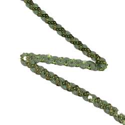 Тесьма с пайетками волна 15мм зеленая