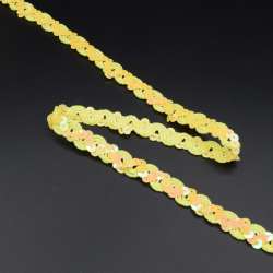 Тесьма с пайетками волна 15мм желтая