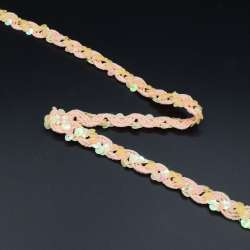 Тесьма с пайетками волна 15мм персиковая