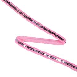 Тесьма с пайеткой 13мм розовая