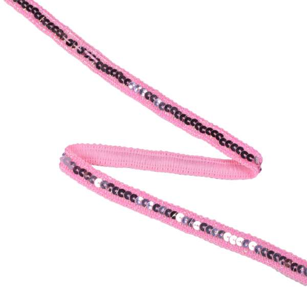 Тесьма с пайеткой 13мм розовая